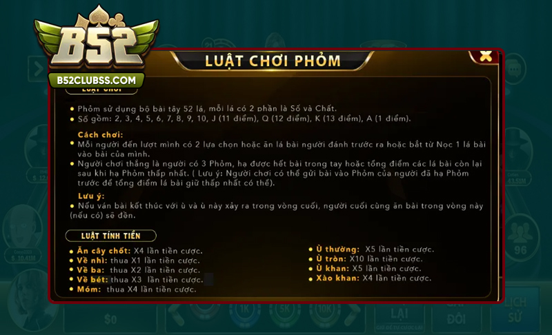 Nắm rõ luật chơi trong game Phỏm B52 Club